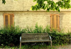 distressed bench